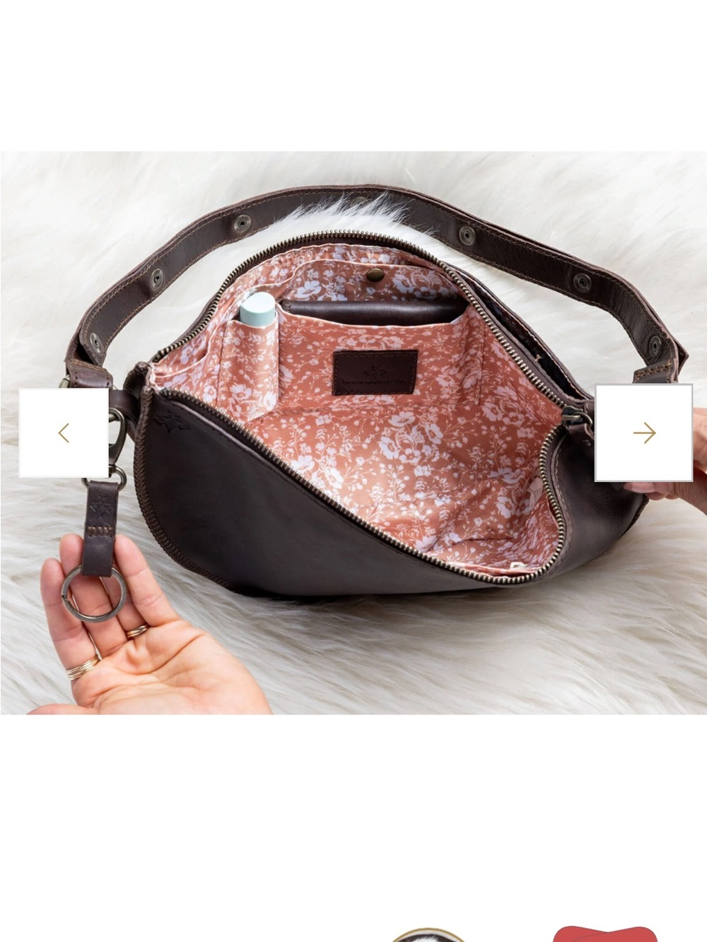 Women's Espresso Bee Leather bag (2 straps) - Lyons Leather - Picture 2 of 5